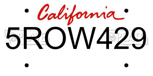 5ROW429 California License Plate