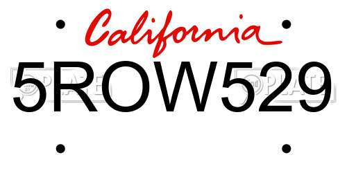 5ROW529 California License Plate