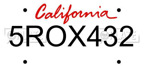 5ROX432 California License Plate