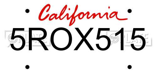 5ROX515 California License Plate