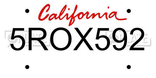 5ROX592 California License Plate