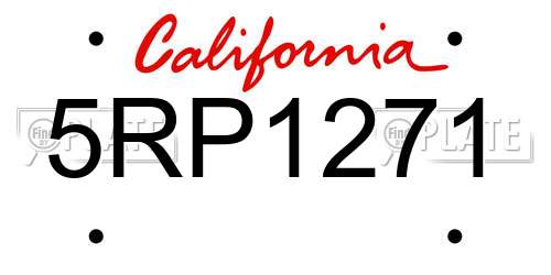 5RP1271 California License Plate