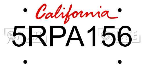 5RPA156 California License Plate