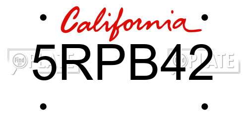 5RPB42 California License Plate