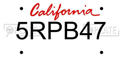 5RPB47 California License Plate
