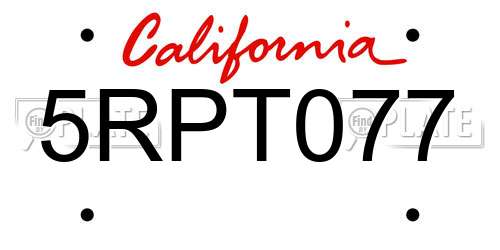 5RPT077 California License Plate