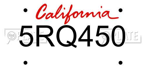 5RQ450 California License Plate