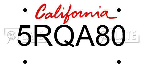 5RQA80 California License Plate