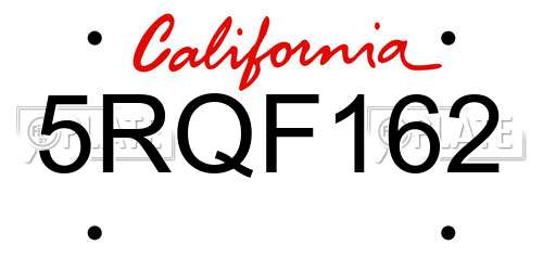 5RQF162 California License Plate