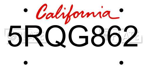 5RQG862 California License Plate