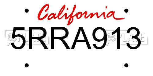 5RRA913 California License Plate