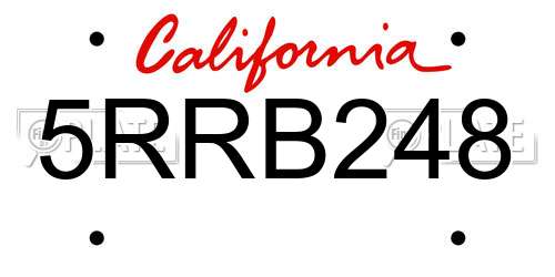 5RRB248 California License Plate