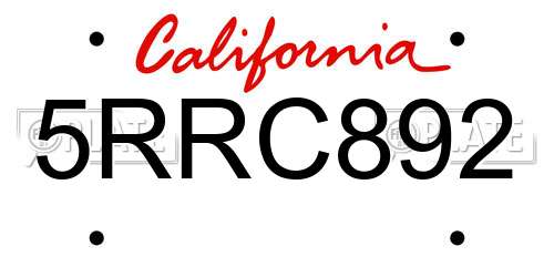 5RRC892 California License Plate