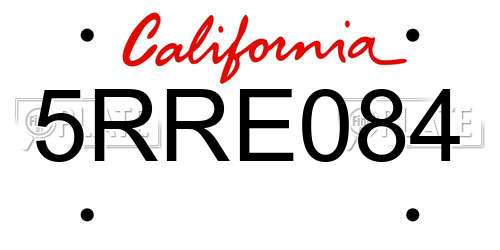 5RRE084 California License Plate