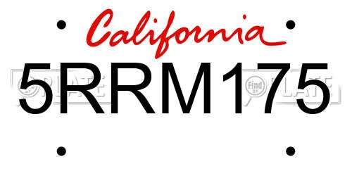 5RRM175 California License Plate