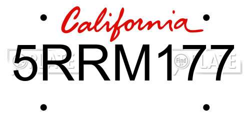 5RRM177 California License Plate