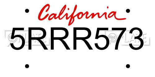 5RRR573 California License Plate