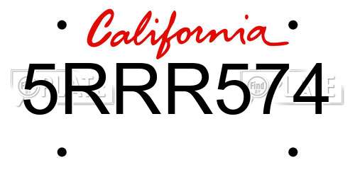 5RRR574 California License Plate