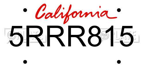 5RRR815 California License Plate
