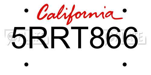 5RRT866 California License Plate