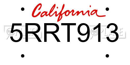 5RRT913 California License Plate
