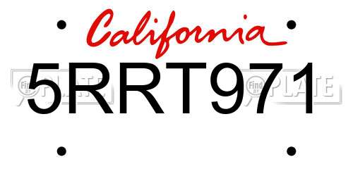 5RRT971 California License Plate