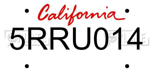 5RRU014 California License Plate