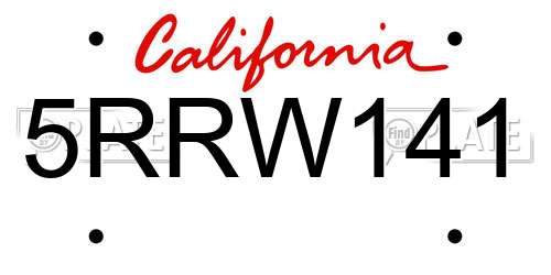 5RRW141 California License Plate