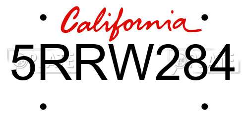5RRW284 California License Plate