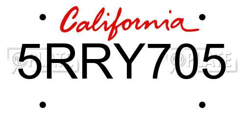 5RRY705 California License Plate