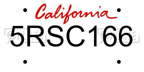 5RSC166 California License Plate