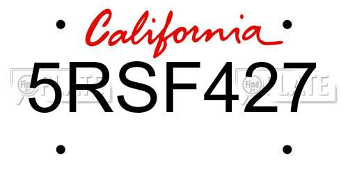 5RSF427 California License Plate