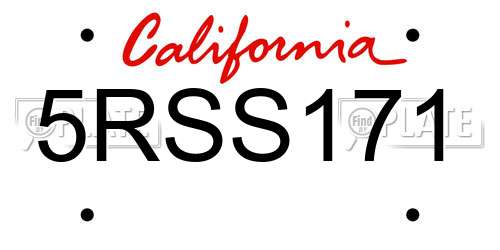 5RSS171 California License Plate