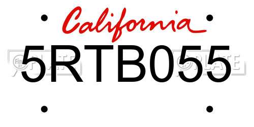 5RTB055 California License Plate