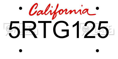 5RTG125 California License Plate