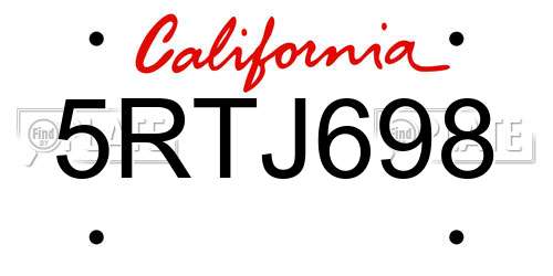 5RTJ698 California License Plate