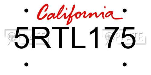 5RTL175 California License Plate