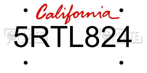 5RTL824 California License Plate