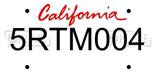 5RTM004 California License Plate