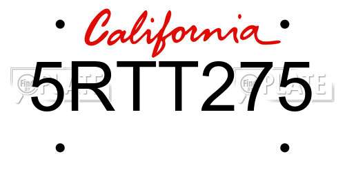 5RTT275 California License Plate