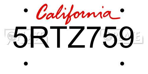 5RTZ759 California License Plate