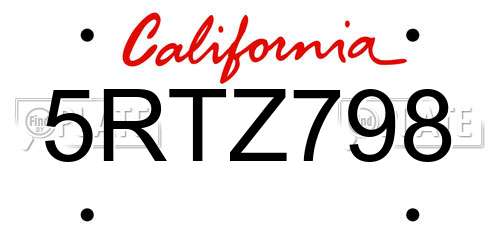 5RTZ798 California License Plate