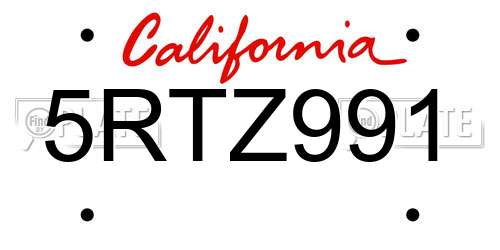 5RTZ991 California License Plate