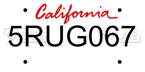 5RUG067 California License Plate