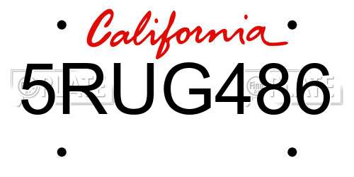 5RUG486 California License Plate