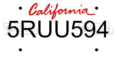 5RUU594 California License Plate
