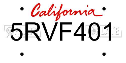 5RVF401 California License Plate