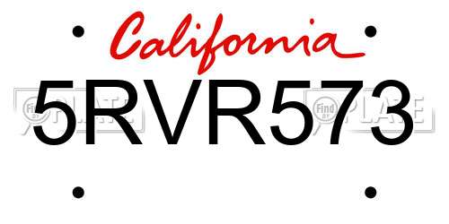 5RVR573 California License Plate