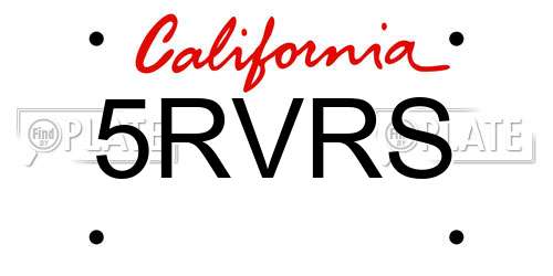 5RVRS California License Plate