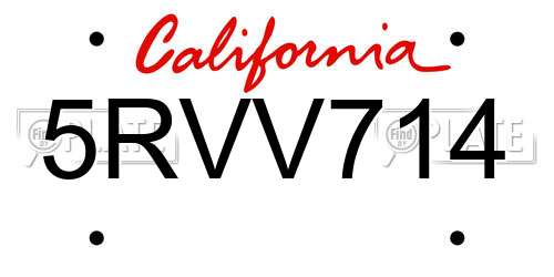 5RVV714 California License Plate